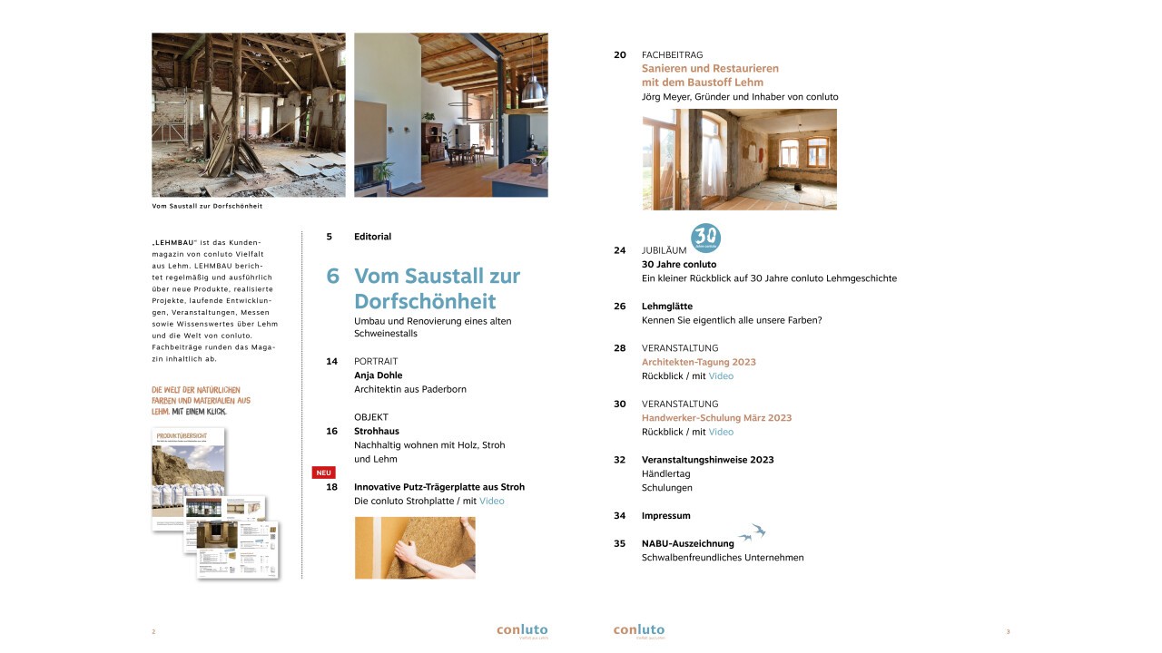 conluto LEHMBAU - Das Kundenmagazin von conluto (Inhaltsverzeichnis)