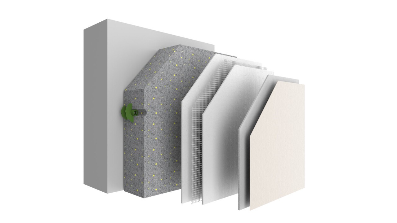 StoTherm AimS system build-up (version: adhesive-free, mechanical fixing).  Photo: Sto SE & Co. KGaA 