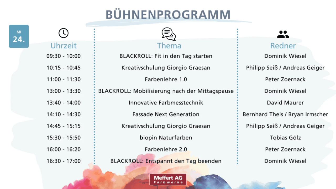 Bühnenprogramm Mittwoch 09:30 bis 17:00 Uhr
