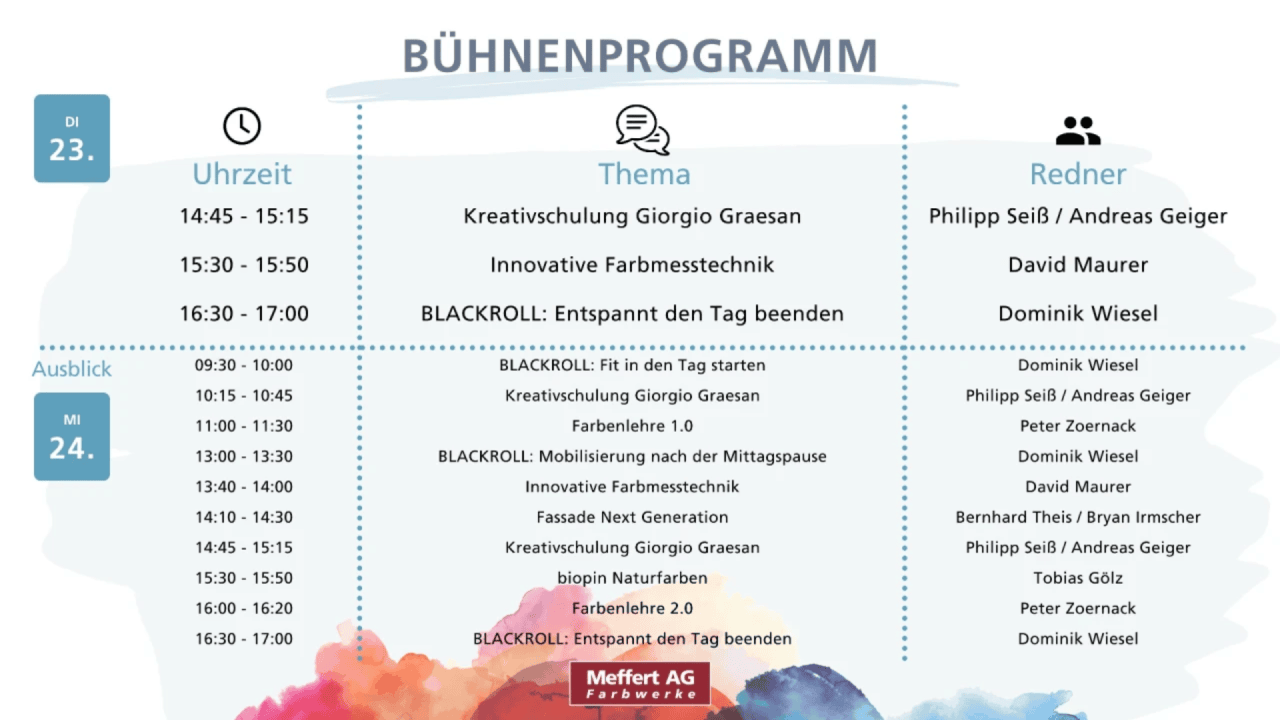 Bühnenprogramm Dienstag 14:45 bis 17:00 Uhr