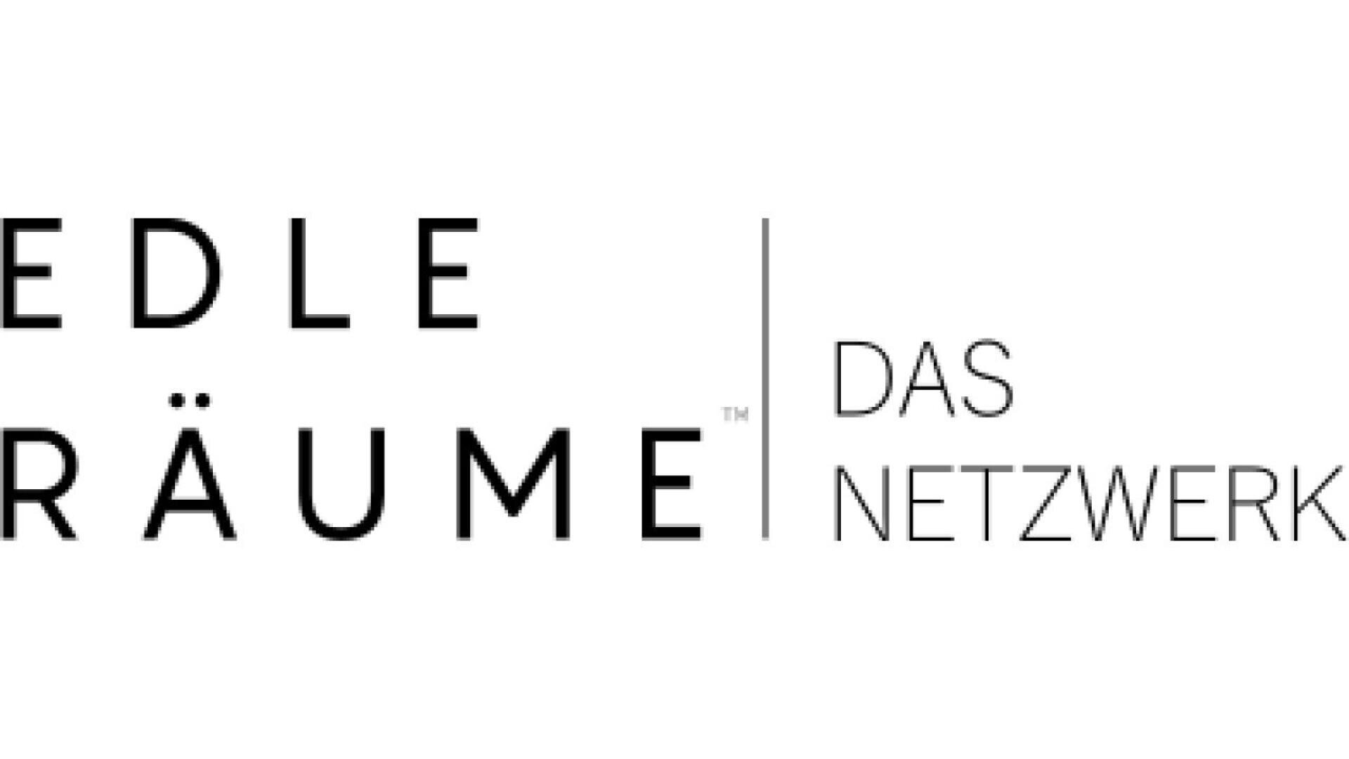 Black text on a white background reads: EDLE RÄUME on the left and DAS NETZWERK on the right, separated by a vertical line.